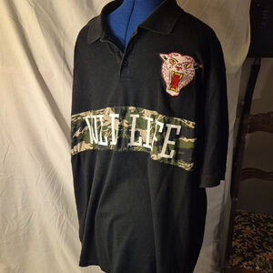 Ecko Unlimited Black 3 Button Polo with Camo and Tiger Patch.Size 3XB.(#2015)